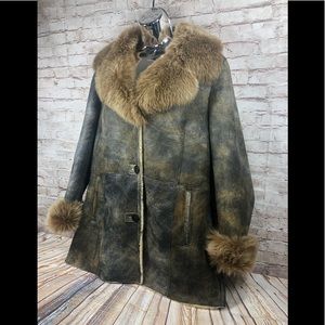 BLUE DUCK NY luxury shearling sheep coat rustic L
